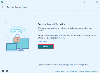 Secure Connection in Kaspersky Internet Security 20